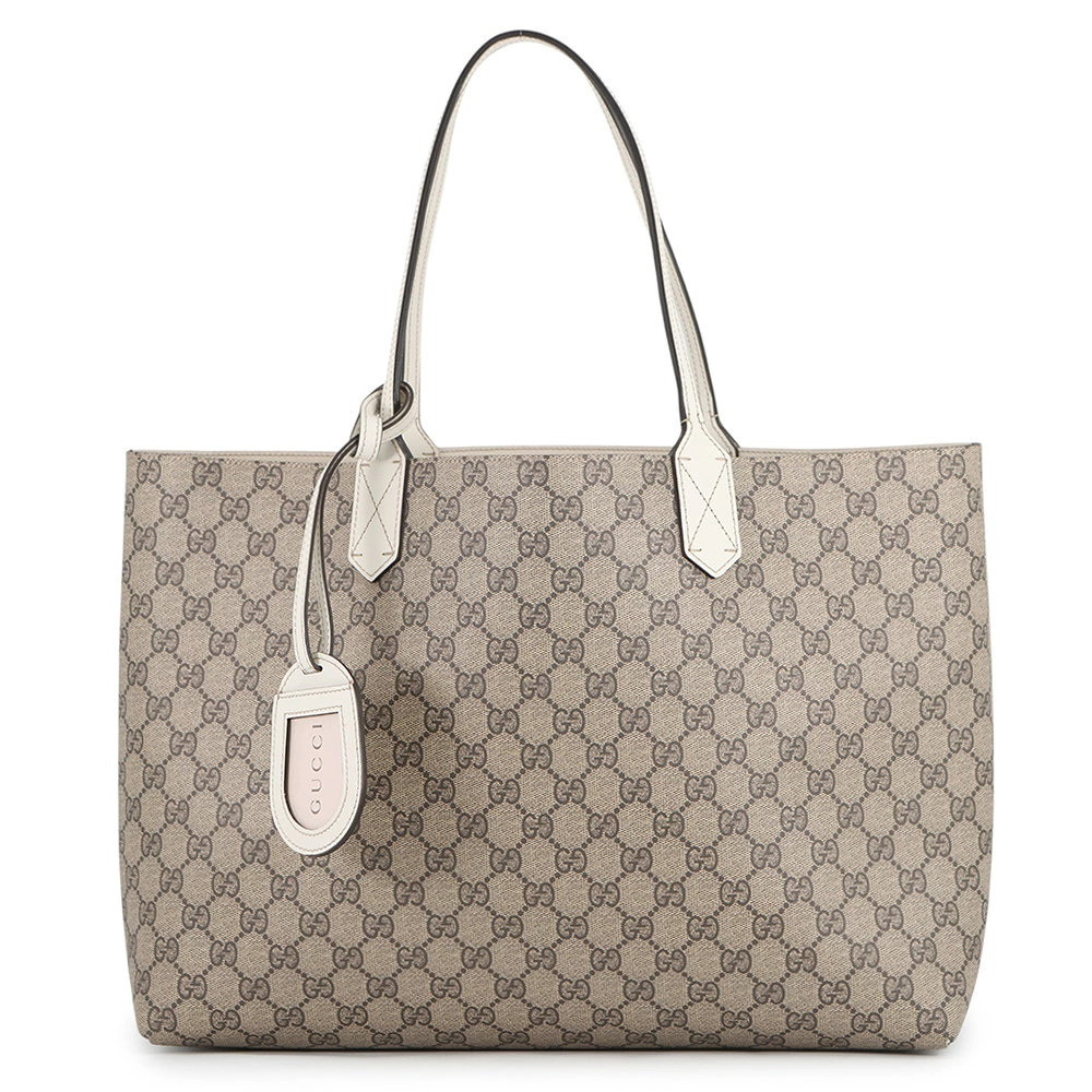 Gucci GG Supreme Reversible Tote canvas contrasting leather White